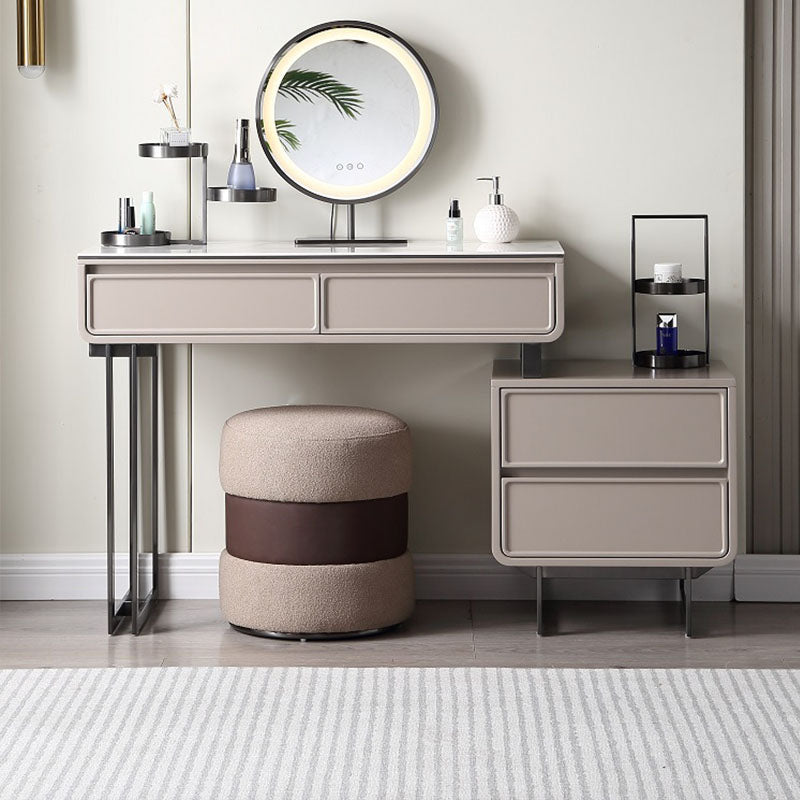 White/Grey Vanity Wood Makeup Dressing Table Stone Top Dresser