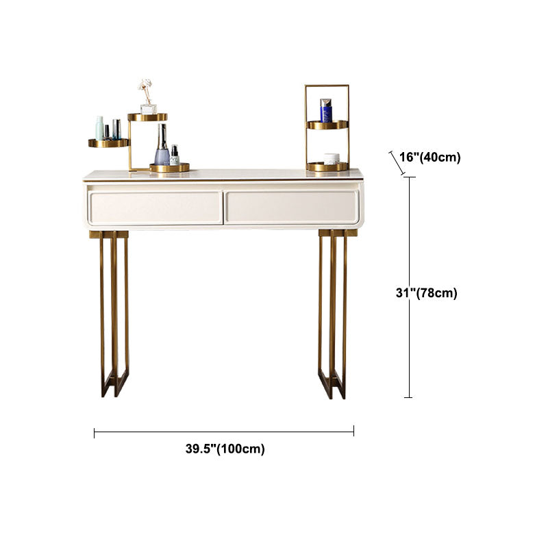 White/Grey Vanity Wood Makeup Dressing Table Stone Top Dresser