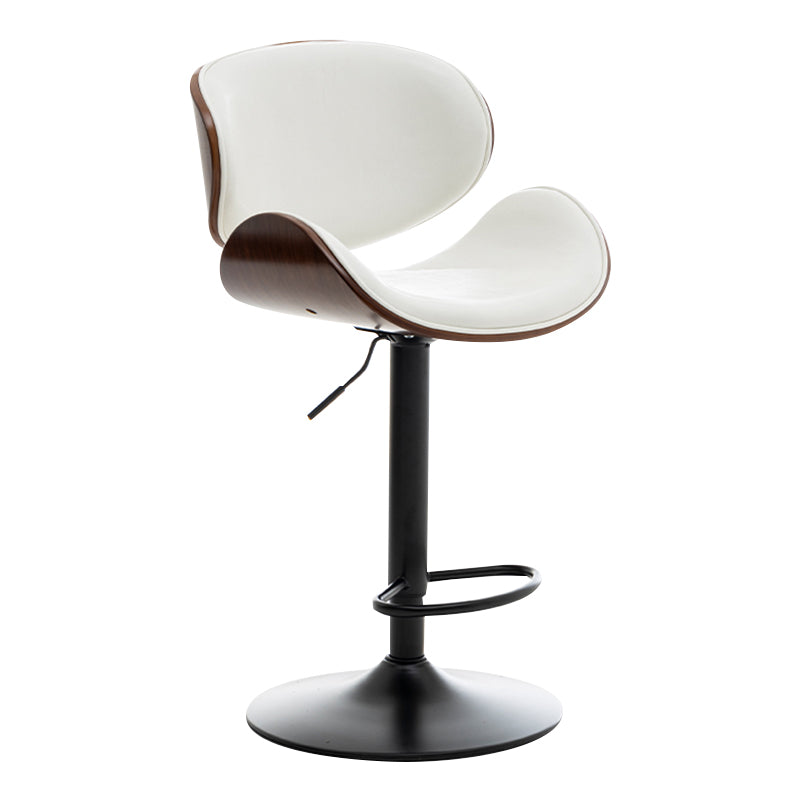 Modern Swivel Footrest Bar Stool Metal Backrest Indoor Counter Stool with Wood Seat White Clearhalo 'Bar Furniture' 'Bar Stools' 'bar_stools' 'furn' 'furn_bar_stools' 'Furniture' 'Kitchen & Dining Furniture' 5604788