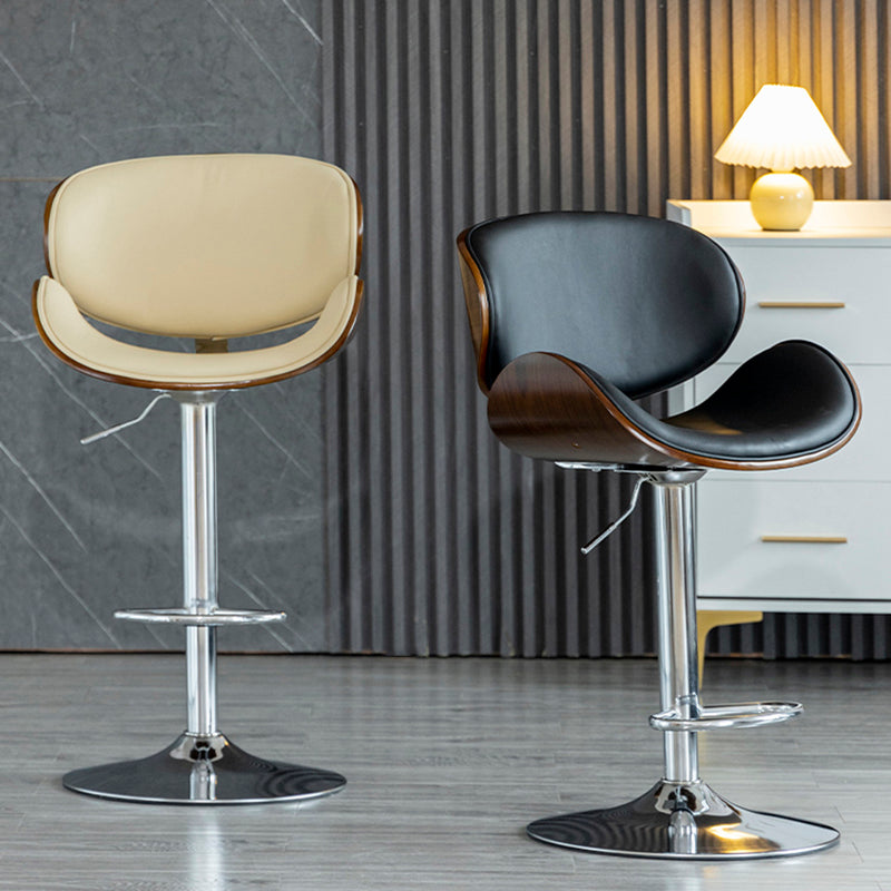 Modern Swivel Footrest Bar Stool Metal Backrest Indoor Counter Stool with Wood Seat Clearhalo 'Bar Furniture' 'Bar Stools' 'bar_stools' 'furn' 'furn_bar_stools' 'Furniture' 'Kitchen & Dining Furniture' 5604790