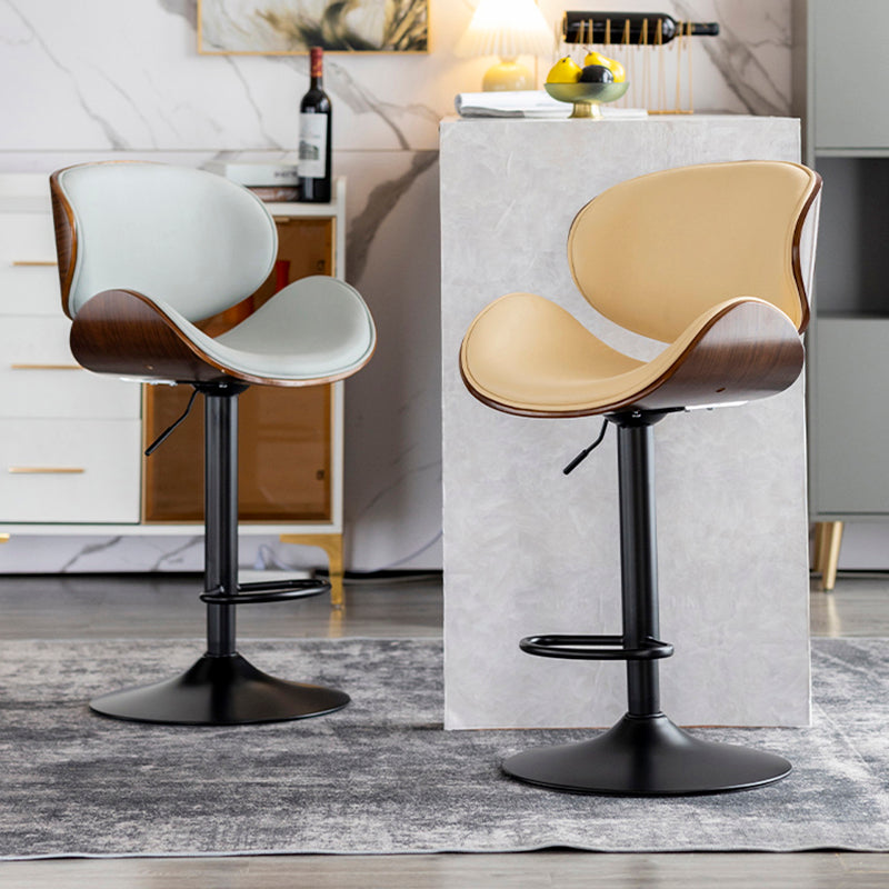 Modern Swivel Footrest Bar Stool Metal Backrest Indoor Counter Stool with Wood Seat Clearhalo 'Bar Furniture' 'Bar Stools' 'bar_stools' 'furn' 'furn_bar_stools' 'Furniture' 'Kitchen & Dining Furniture' 5604794