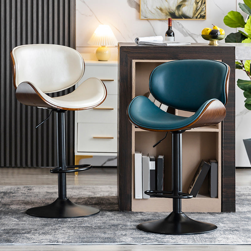 Modern Swivel Footrest Bar Stool Metal Backrest Indoor Counter Stool with Wood Seat Clearhalo 'Bar Furniture' 'Bar Stools' 'bar_stools' 'furn' 'furn_bar_stools' 'Furniture' 'Kitchen & Dining Furniture' 5604802