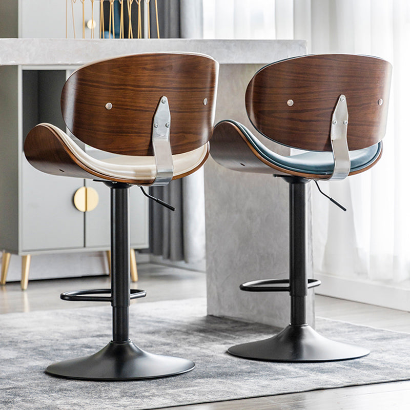 Modern Swivel Footrest Bar Stool Metal Backrest Indoor Counter Stool with Wood Seat Clearhalo 'Bar Furniture' 'Bar Stools' 'bar_stools' 'furn' 'furn_bar_stools' 'Furniture' 'Kitchen & Dining Furniture' 5604803