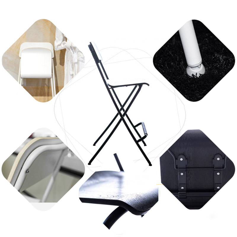Scandinavian Folding Iron Counter Stools Low Back Bar Stools with Footrest Clearhalo 'Bar Furniture' 'Bar Stools' 'bar_stools' 'furn' 'furn_bar_stools' 'Furniture' 'Kitchen & Dining Furniture' 5604814
