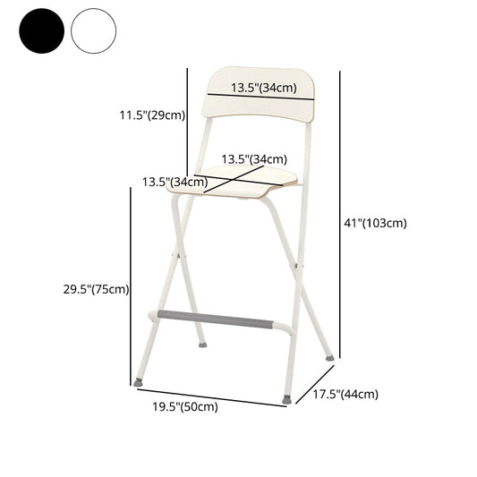 Scandinavian Folding Iron Counter Stools Low Back Bar Stools with Footrest