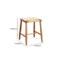 Modern Armless Backless Counter Stool Wood Bedroom Bar Stool with Rattan Cushion