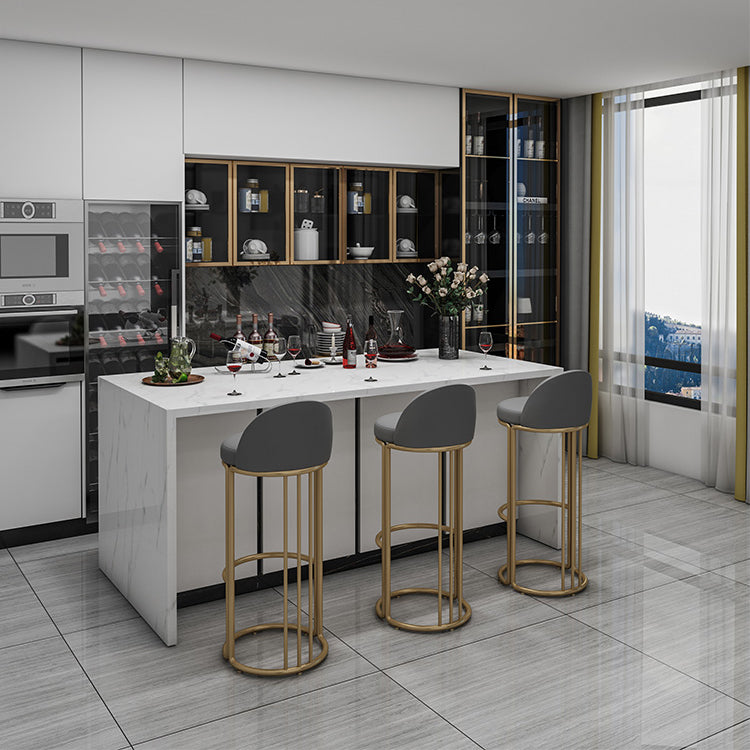 Glam Armless Backrest Counter Stool Iron Restaurant Bar Stool with Cushion and Pedal Clearhalo 'Bar Furniture' 'Bar Stools' 'bar_stools' 'furn' 'furn_bar_stools' 'Furniture' 'Kitchen & Dining Furniture' 5604900