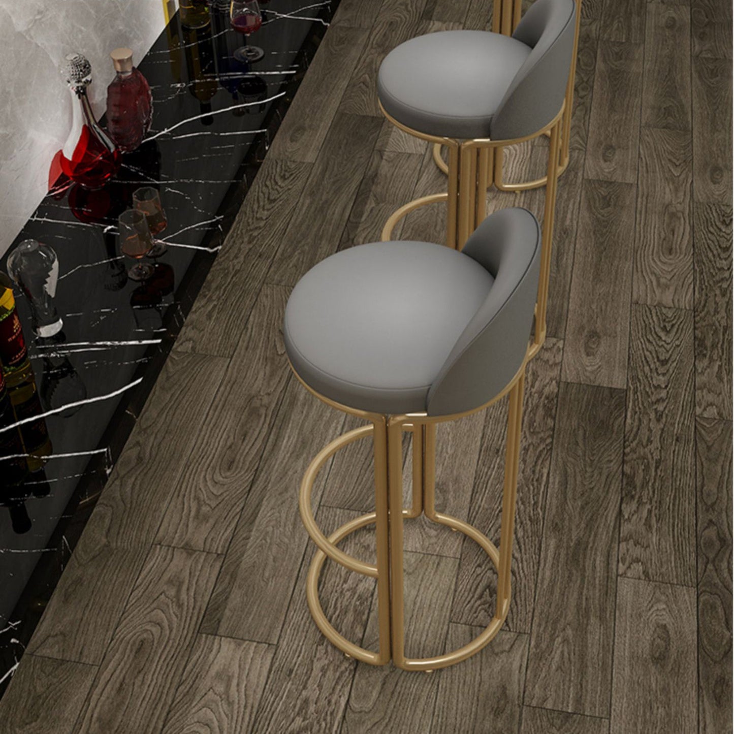 Glam Armless Backrest Counter Stool Iron Restaurant Bar Stool with Cushion and Pedal Clearhalo 'Bar Furniture' 'Bar Stools' 'bar_stools' 'furn' 'furn_bar_stools' 'Furniture' 'Kitchen & Dining Furniture' 5604904