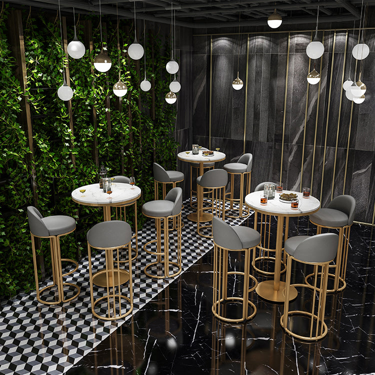 Glam Armless Backrest Counter Stool Iron Restaurant Bar Stool with Cushion and Pedal Clearhalo 'Bar Furniture' 'Bar Stools' 'bar_stools' 'furn' 'furn_bar_stools' 'Furniture' 'Kitchen & Dining Furniture' 5604905