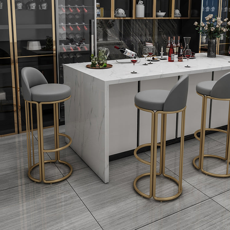 Glam Armless Backrest Counter Stool Iron Restaurant Bar Stool with Cushion and Pedal Clearhalo 'Bar Furniture' 'Bar Stools' 'bar_stools' 'furn' 'furn_bar_stools' 'Furniture' 'Kitchen & Dining Furniture' 5604906
