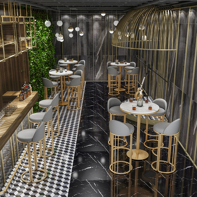 Glam Armless Backrest Counter Stool Iron Restaurant Bar Stool with Cushion and Pedal Clearhalo 'Bar Furniture' 'Bar Stools' 'bar_stools' 'furn' 'furn_bar_stools' 'Furniture' 'Kitchen & Dining Furniture' 5604908