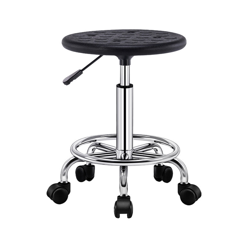 Modern Adjustable Rotatable Counter Stool Steel Laboratory Bar Stool with Leather Cushion Black Clearhalo 'Bar Furniture' 'Bar Stools' 'bar_stools' 'furn' 'furn_bar_stools' 'Furniture' 'Kitchen & Dining Furniture' 5604942