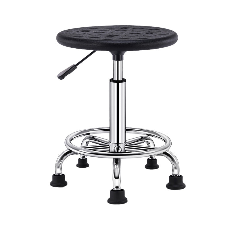 Modern Adjustable Rotatable Counter Stool Steel Laboratory Bar Stool with Leather Cushion Matte Black Clearhalo 'Bar Furniture' 'Bar Stools' 'bar_stools' 'furn' 'furn_bar_stools' 'Furniture' 'Kitchen & Dining Furniture' 5604947