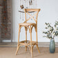 Taburete de bar Bristol contemporáneo de madera de roble con asiento y reposapiés de madera