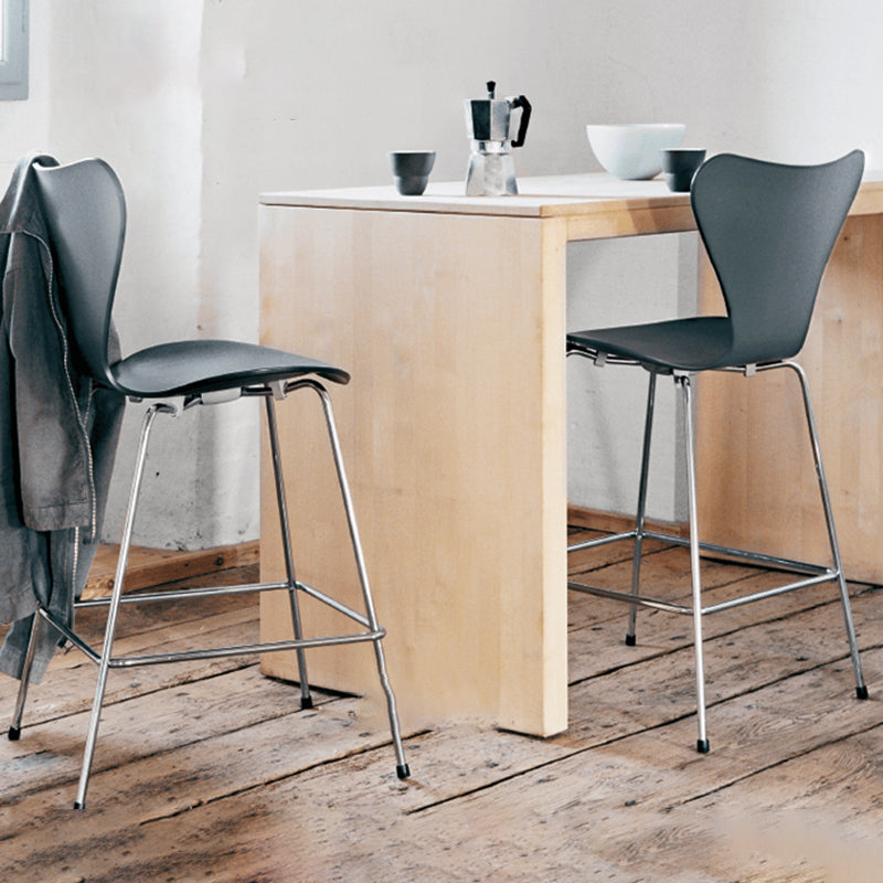 Modern Armless Backrest Bar Stool Wood Kitchen Bar Stool with 4 Metal Legs Clearhalo 'Bar Furniture' 'Bar Stools' 'bar_stools' 'furn' 'furn_bar_stools' 'Furniture' 'Kitchen & Dining Furniture' 5604970