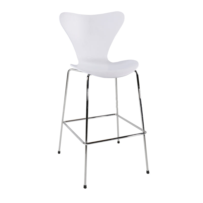 Modern Armless Backrest Bar Stool Wood Kitchen Bar Stool with 4 Metal Legs White Clearhalo 'Bar Furniture' 'Bar Stools' 'bar_stools' 'furn' 'furn_bar_stools' 'Furniture' 'Kitchen & Dining Furniture' 5604971