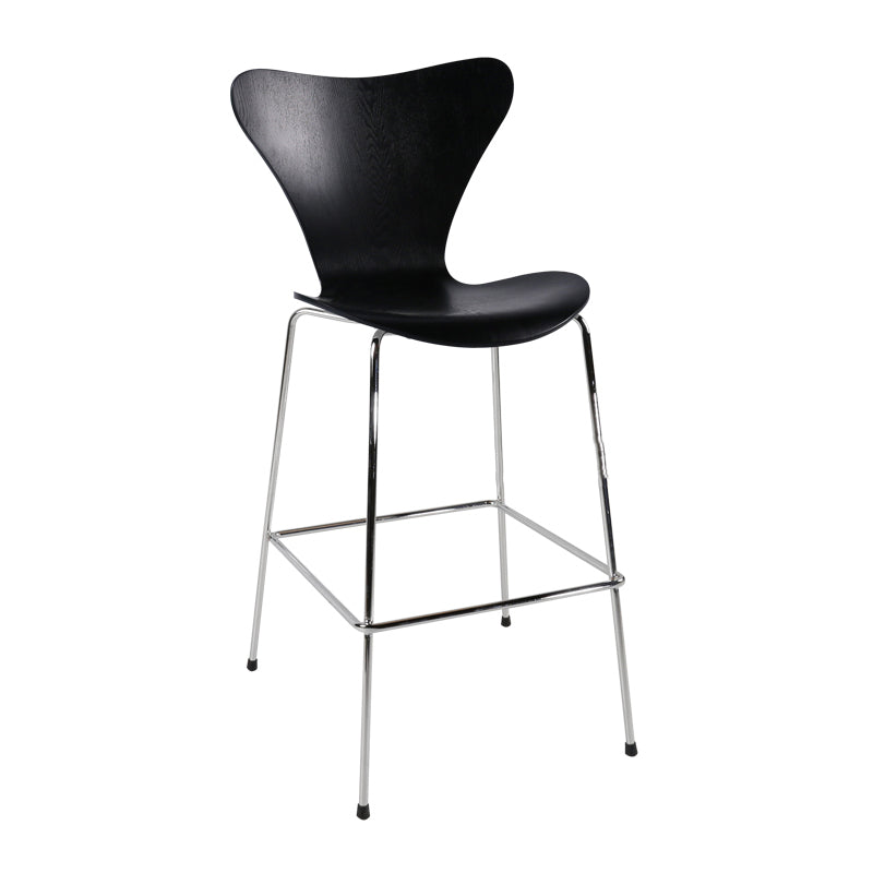 Modern Armless Backrest Bar Stool Wood Kitchen Bar Stool with 4 Metal Legs Black Clearhalo 'Bar Furniture' 'Bar Stools' 'bar_stools' 'furn' 'furn_bar_stools' 'Furniture' 'Kitchen & Dining Furniture' 5604972