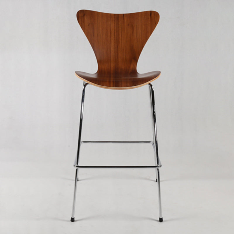 Modern Armless Backrest Bar Stool Wood Kitchen Bar Stool with 4 Metal Legs Clearhalo 'Bar Furniture' 'Bar Stools' 'bar_stools' 'furn' 'furn_bar_stools' 'Furniture' 'Kitchen & Dining Furniture' 5604973