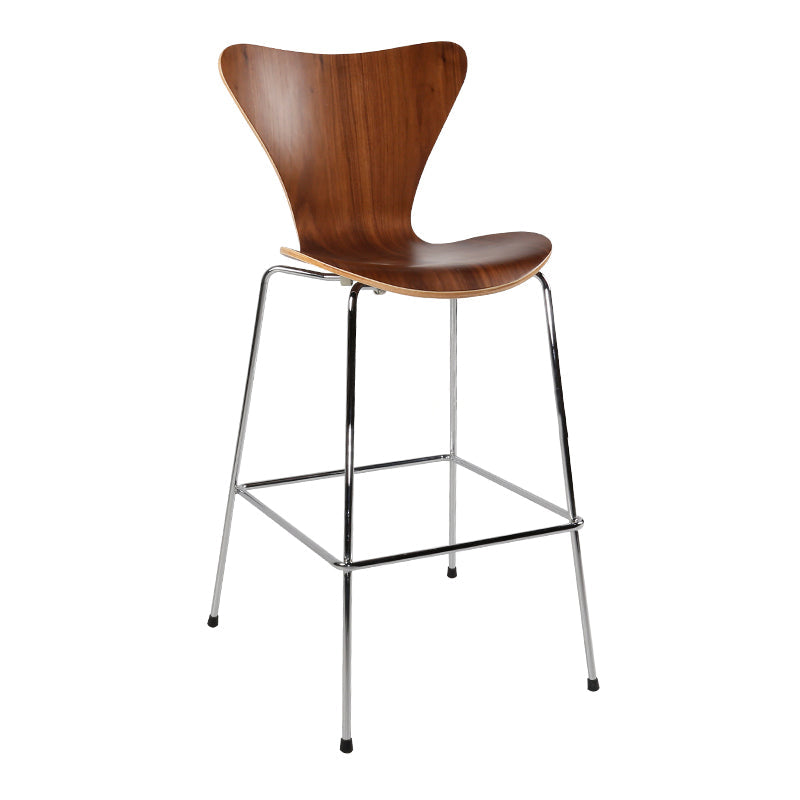 Modern Armless Backrest Bar Stool Wood Kitchen Bar Stool with 4 Metal Legs Walnut Clearhalo 'Bar Furniture' 'Bar Stools' 'bar_stools' 'furn' 'furn_bar_stools' 'Furniture' 'Kitchen & Dining Furniture' 5604974