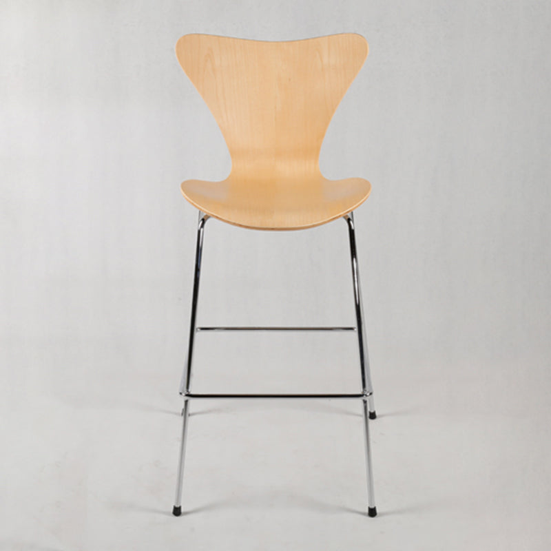 Modern Armless Backrest Bar Stool Wood Kitchen Bar Stool with 4 Metal Legs Clearhalo 'Bar Furniture' 'Bar Stools' 'bar_stools' 'furn' 'furn_bar_stools' 'Furniture' 'Kitchen & Dining Furniture' 5604977