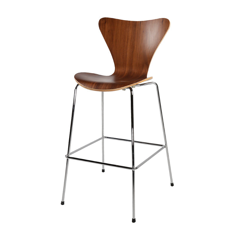 Modern Armless Backrest Bar Stool Wood Kitchen Bar Stool with 4 Metal Legs Clearhalo 'Bar Furniture' 'Bar Stools' 'bar_stools' 'furn' 'furn_bar_stools' 'Furniture' 'Kitchen & Dining Furniture' 5604978