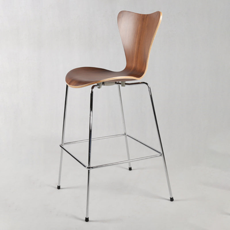 Modern Armless Backrest Bar Stool Wood Kitchen Bar Stool with 4 Metal Legs Clearhalo 'Bar Furniture' 'Bar Stools' 'bar_stools' 'furn' 'furn_bar_stools' 'Furniture' 'Kitchen & Dining Furniture' 5604983