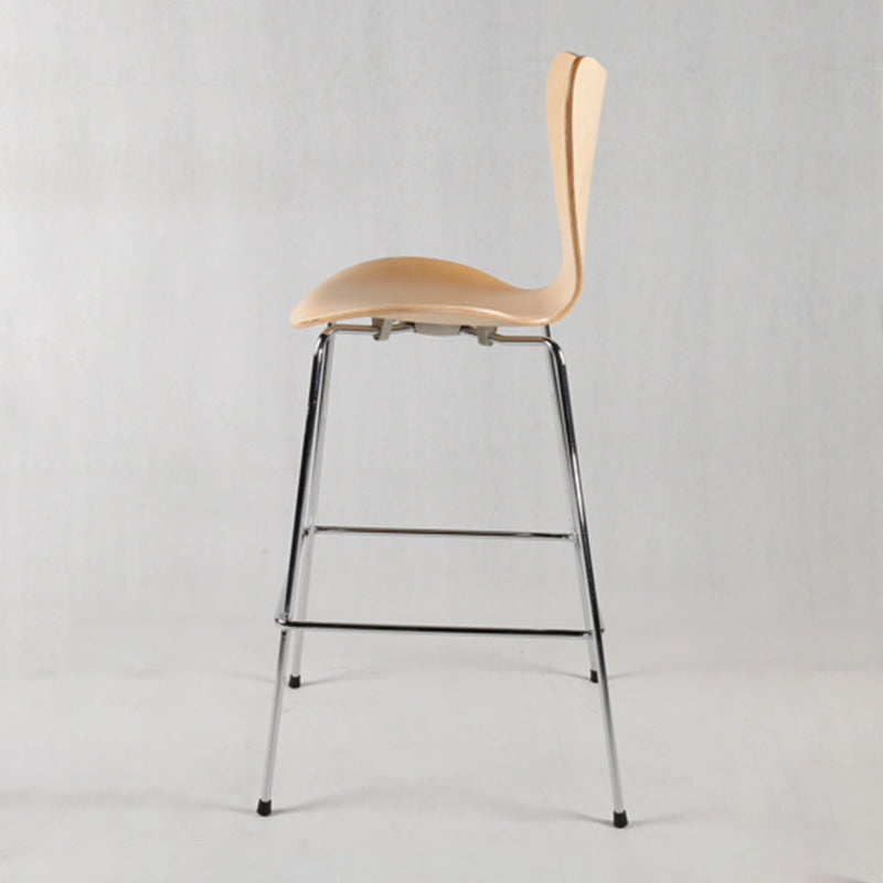 Modern Armless Backrest Bar Stool Wood Kitchen Bar Stool with 4 Metal Legs Clearhalo 'Bar Furniture' 'Bar Stools' 'bar_stools' 'furn' 'furn_bar_stools' 'Furniture' 'Kitchen & Dining Furniture' 5604984