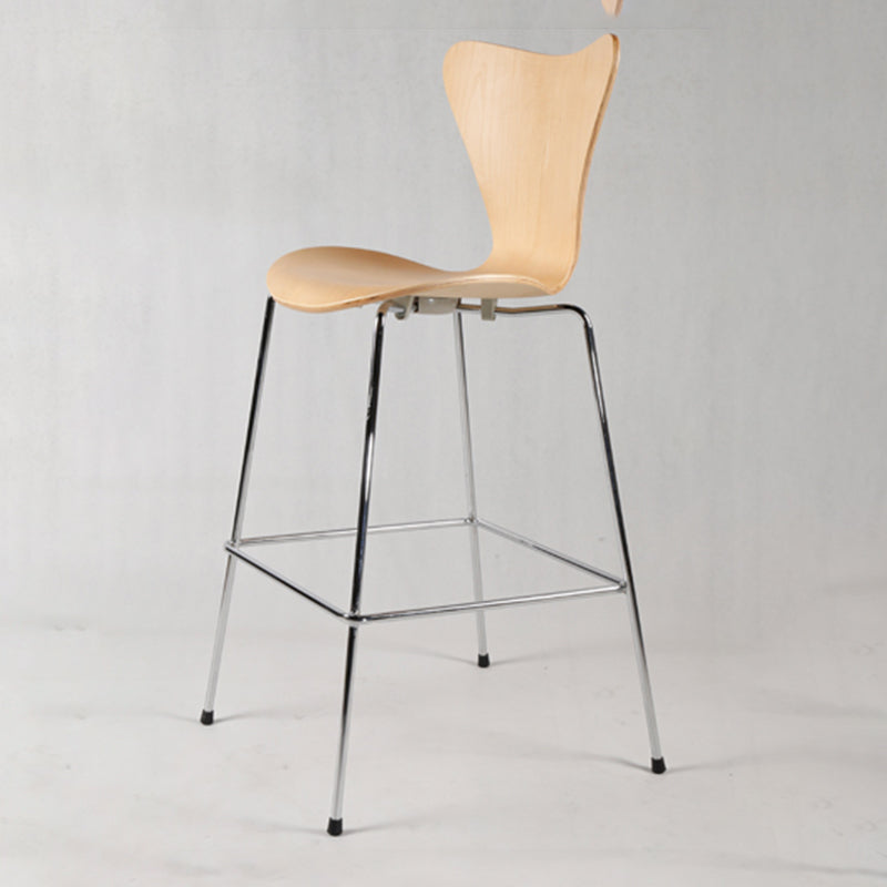 Modern Armless Backrest Bar Stool Wood Kitchen Bar Stool with 4 Metal Legs Clearhalo 'Bar Furniture' 'Bar Stools' 'bar_stools' 'furn' 'furn_bar_stools' 'Furniture' 'Kitchen & Dining Furniture' 5604985