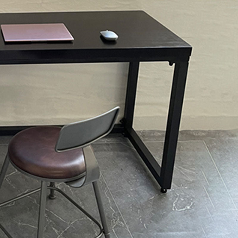 モダンスタイルのソリッドウッドオフィスデスクブラックL字型ベッドルームタスクデスク