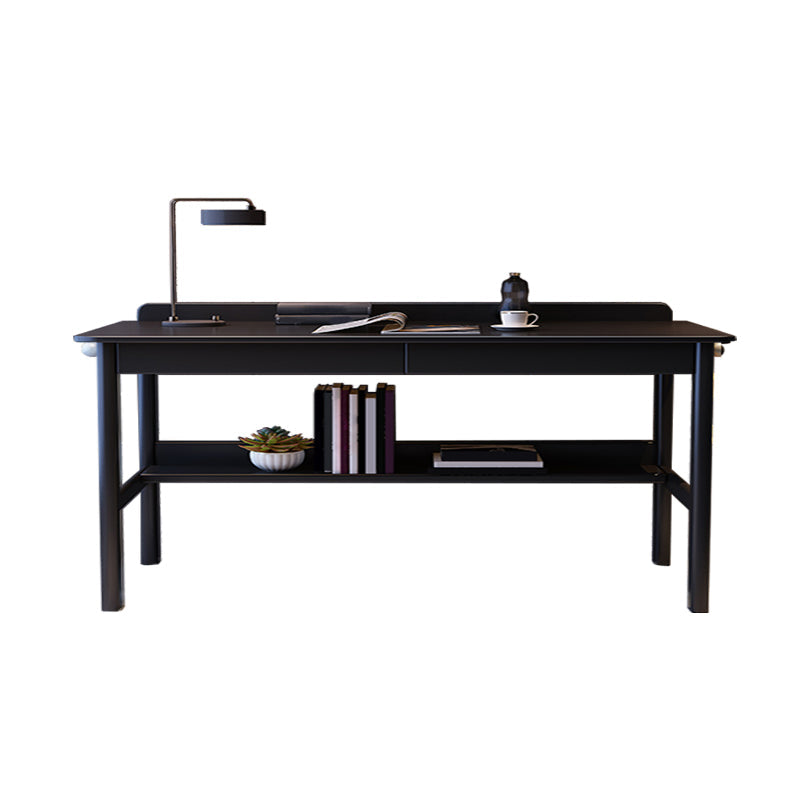 Grey / Black Office Desk Modern Rubberwood Task Desk with 4 Legs