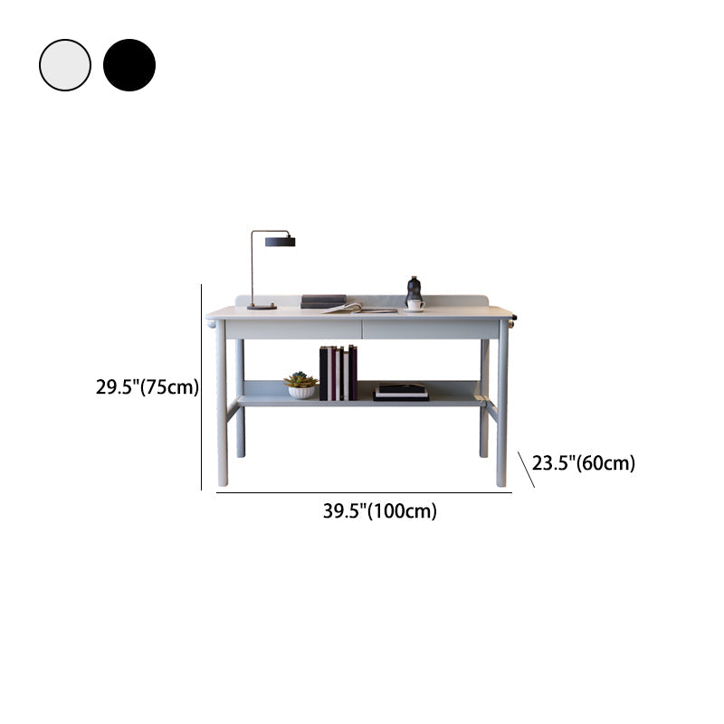 Grey / Black Office Desk Modern Rubberwood Task Desk with 4 Legs