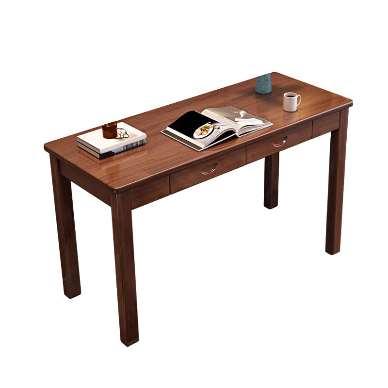 Modern Office Desk 2 Drawers Solid Wood Task Desk with 4 Legs 47"L x 16"W x 30"H Nut-Brown Clearhalo 'furn' 'furn_office_desk' 'Furniture' 'Office Desks' 'Office Furniture' 'office_desk' 5608346