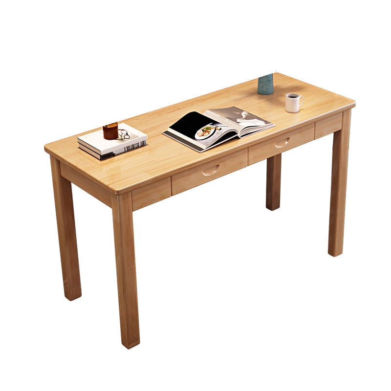 Modern Office Desk 2 Drawers Solid Wood Task Desk with 4 Legs Natural Clearhalo 'furn' 'furn_office_desk' 'Furniture' 'Office Desks' 'Office Furniture' 'office_desk' 5608347