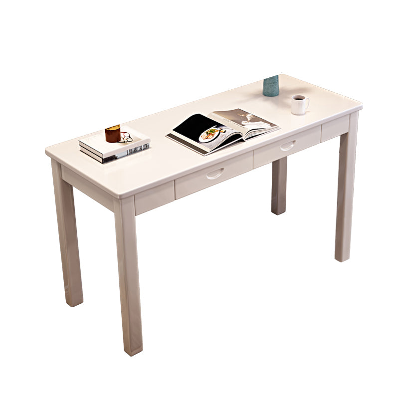 Modern Office Desk 2 Drawers Solid Wood Task Desk with 4 Legs 47"L x 16"W x 30"H White Clearhalo 'furn' 'furn_office_desk' 'Furniture' 'Office Desks' 'Office Furniture' 'office_desk' 5608350