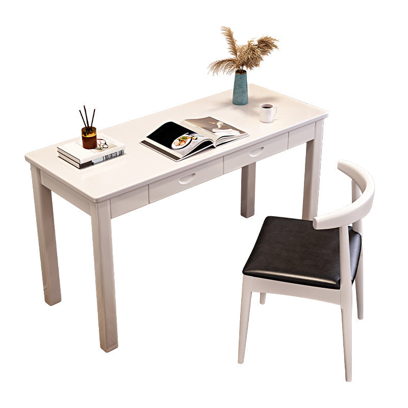 Modern Office Desk 2 Drawers Solid Wood Task Desk with 4 Legs Clearhalo 'furn' 'furn_office_desk' 'Furniture' 'Office Desks' 'Office Furniture' 'office_desk' 5608352