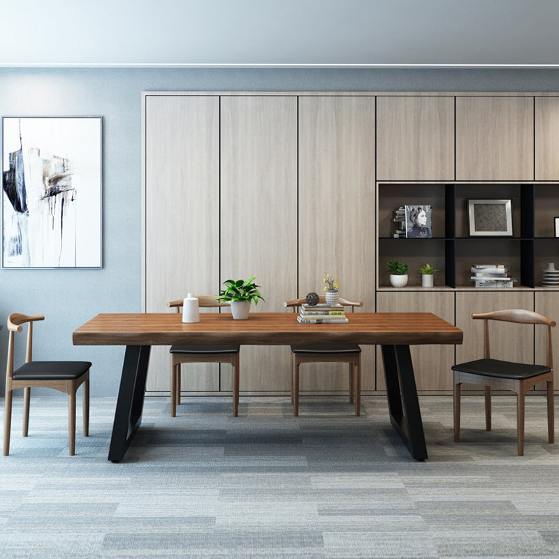 Solid Wood Writing Desk Brown Modern Style Meeting Office Desk 47.2"L x 23.6"W x 29.5"H Clearhalo 'furn' 'furn_office_desk' 'Furniture' 'Office Desks' 'Office Furniture' 'office_desk' 5608419