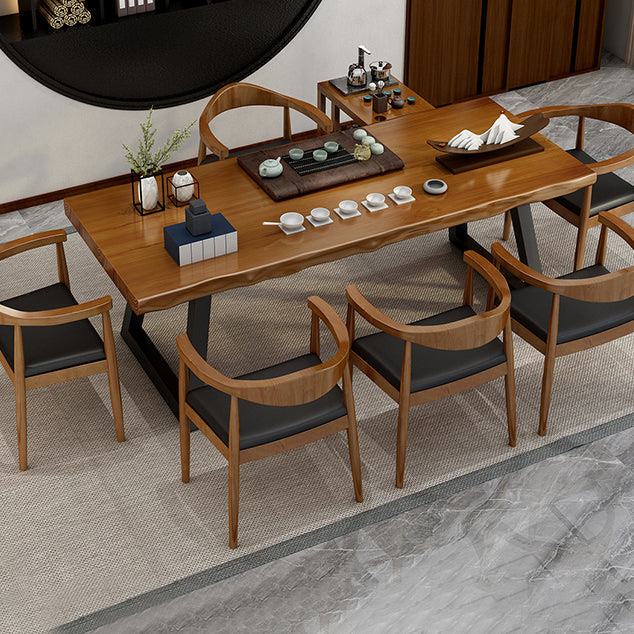 Solid Wood Writing Desk Brown Modern Style Meeting Office Desk Clearhalo 'furn' 'furn_office_desk' 'Furniture' 'Office Desks' 'Office Furniture' 'office_desk' 5608425