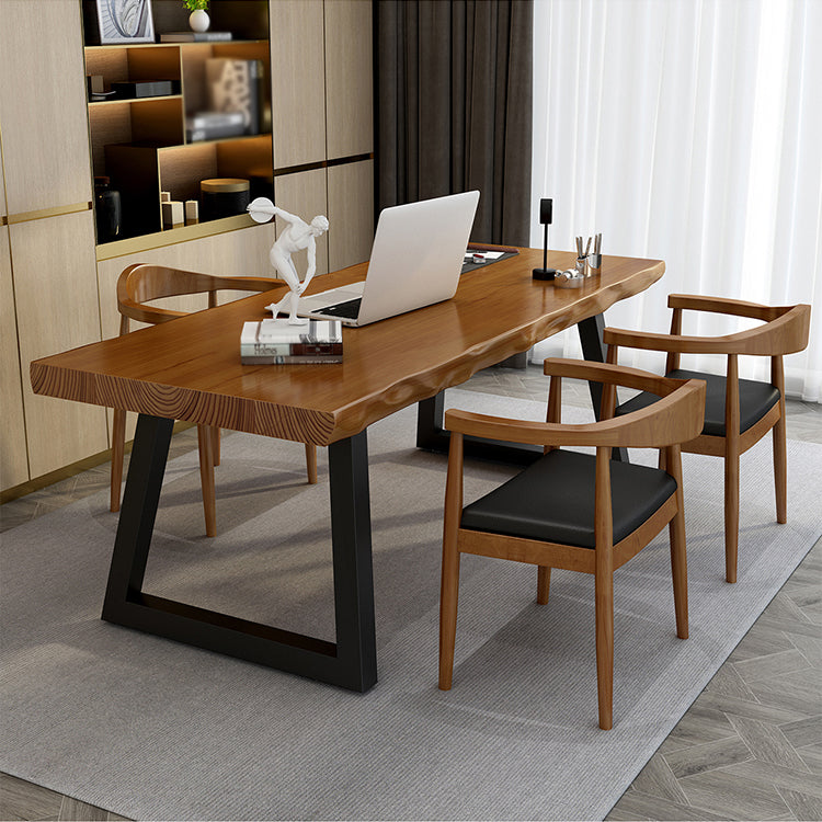 Solid Wood Writing Desk Brown Modern Style Meeting Office Desk Clearhalo 'furn' 'furn_office_desk' 'Furniture' 'Office Desks' 'Office Furniture' 'office_desk' 5608427