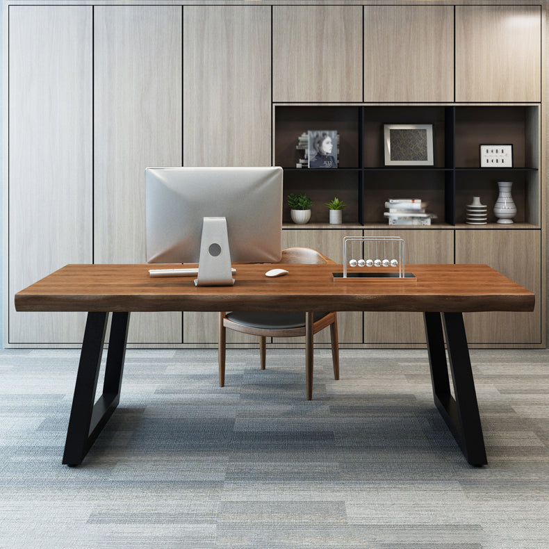 Solid Wood Writing Desk Brown Modern Style Meeting Office Desk Clearhalo 'furn' 'furn_office_desk' 'Furniture' 'Office Desks' 'Office Furniture' 'office_desk' 5608429