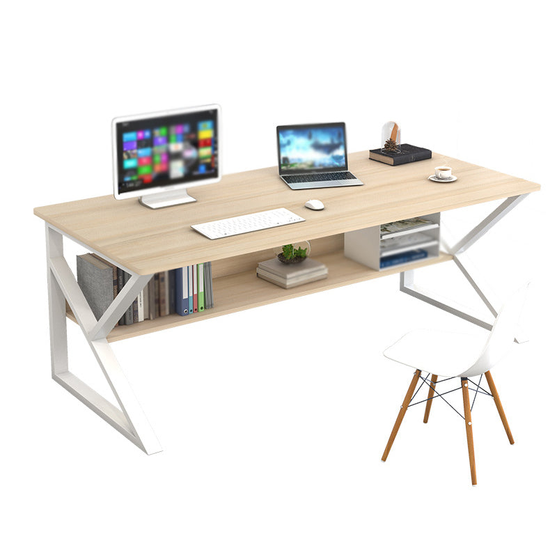 Rectangular Manufactured Wood Writing Desk Contemporary Trestle Base Desk with Shelf Clearhalo 'furn' 'furn_office_desk' 'Furniture' 'Office Desks' 'Office Furniture' 'office_desk' 5608439
