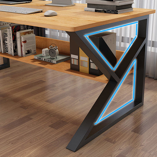 Rectangular Manufactured Wood Writing Desk Contemporary Trestle Base Desk with Shelf Clearhalo 'furn' 'furn_office_desk' 'Furniture' 'Office Desks' 'Office Furniture' 'office_desk' 5608440