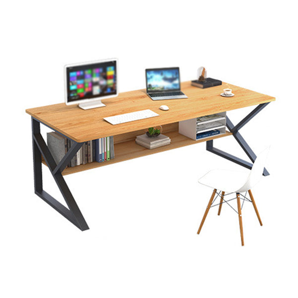 Rectangular Manufactured Wood Writing Desk Contemporary Trestle Base Desk with Shelf Clearhalo 'furn' 'furn_office_desk' 'Furniture' 'Office Desks' 'Office Furniture' 'office_desk' 5608444
