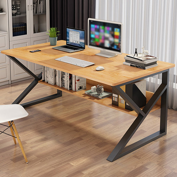 Rectangular Manufactured Wood Writing Desk Contemporary Trestle Base Desk with Shelf Clearhalo 'furn' 'furn_office_desk' 'Furniture' 'Office Desks' 'Office Furniture' 'office_desk' 5608447