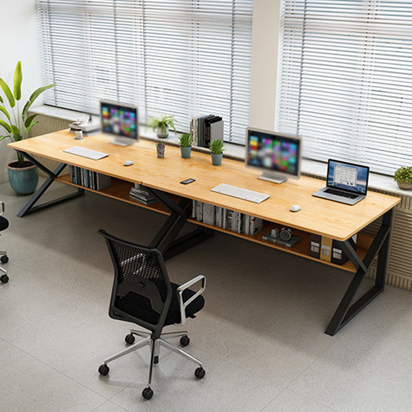 Rectangular Manufactured Wood Writing Desk Contemporary Trestle Base Desk with Shelf Clearhalo 'furn' 'furn_office_desk' 'Furniture' 'Office Desks' 'Office Furniture' 'office_desk' 5608449