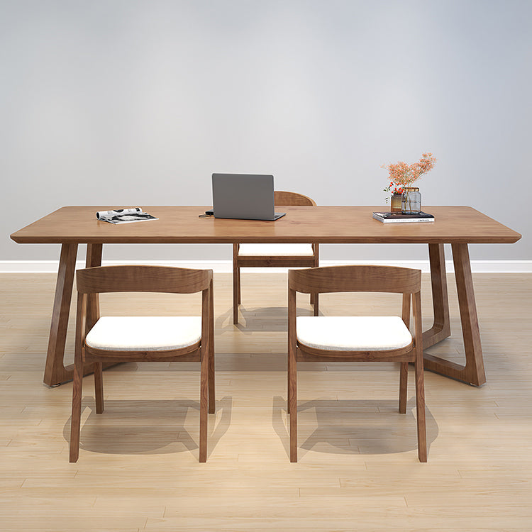 Modern Style Home Office Desk Rectangle Brown Solid Wood Writing Desk Clearhalo 'furn' 'furn_office_desk' 'Furniture' 'Office Desks' 'Office Furniture' 'office_desk' 5608473