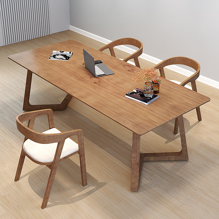 Modern Style Home Office Desk Rectangle Brown Solid Wood Writing Desk Clearhalo 'furn' 'furn_office_desk' 'Furniture' 'Office Desks' 'Office Furniture' 'office_desk' 5608474