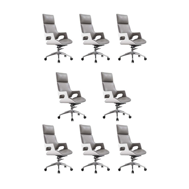 High / Mid Back Office Chair Grey Upholstered Desk Chair with Wheels 8 Piece Set High-Back (Over 22 in.) Clearhalo 'furn' 'furn_office_chair' 'Furniture' 'Office Chairs' 'Office Furniture' 'office_chair' 5608601
