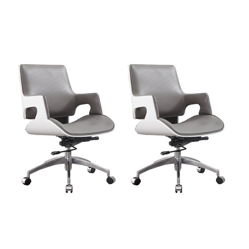High / Mid Back Office Chair Grey Upholstered Desk Chair with Wheels 2 Piece Set Mid-Back (14-22 in.) Clearhalo 'furn' 'furn_office_chair' 'Furniture' 'Office Chairs' 'Office Furniture' 'office_chair' 5608604