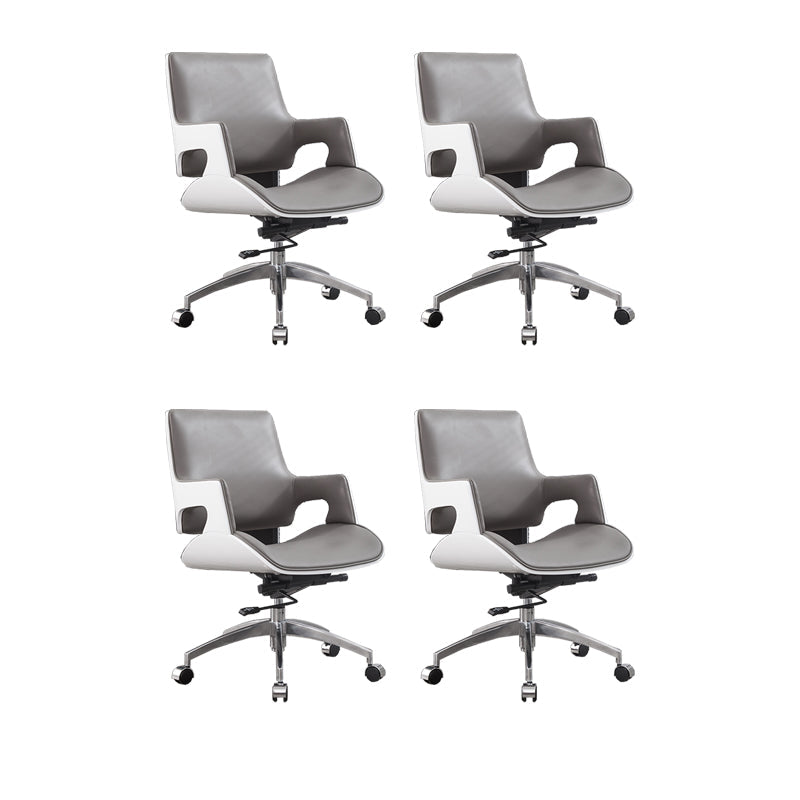 High / Mid Back Office Chair Grey Upholstered Desk Chair with Wheels 4 Piece Set Mid-Back (14-22 in.) Clearhalo 'furn' 'furn_office_chair' 'Furniture' 'Office Chairs' 'Office Furniture' 'office_chair' 5608607