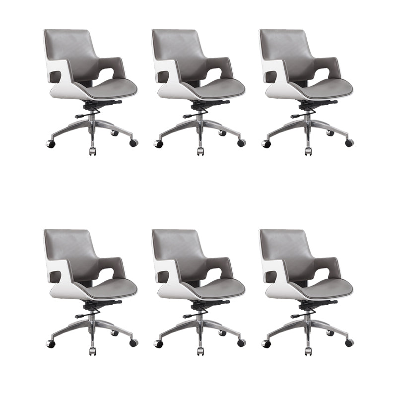 High / Mid Back Office Chair Grey Upholstered Desk Chair with Wheels 6 Piece Set Mid-Back (14-22 in.) Clearhalo 'furn' 'furn_office_chair' 'Furniture' 'Office Chairs' 'Office Furniture' 'office_chair' 5608608